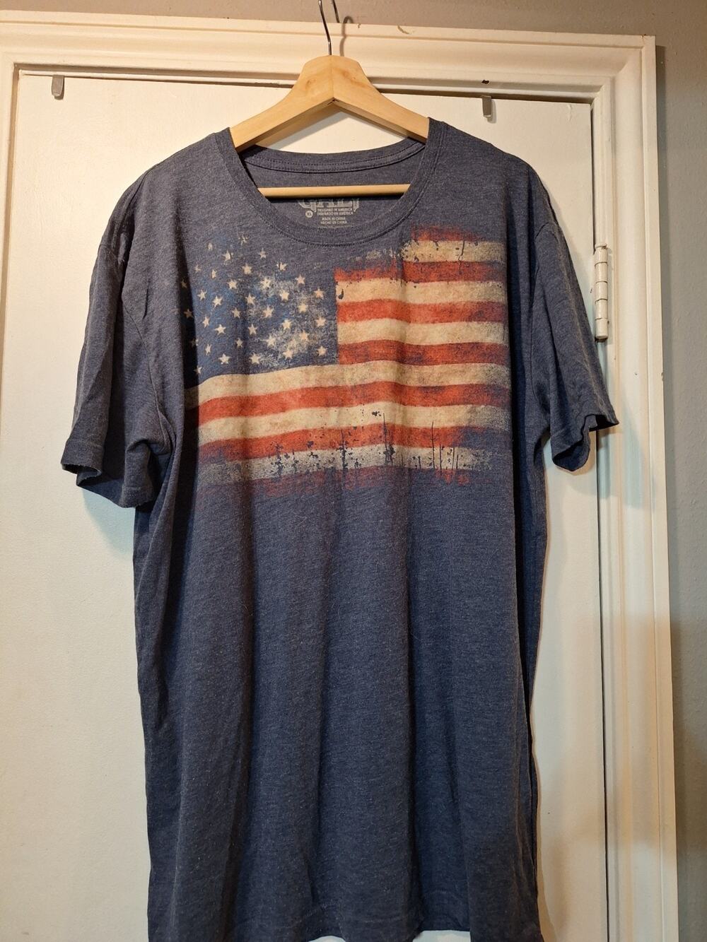 Galt American Flag Tee Mens Size XL Blue Patriotic 4th Of July Independence
